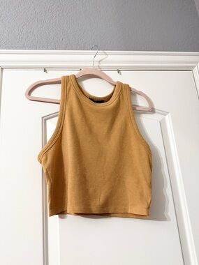 Forever 21 Mustard Waffle Knit Cropped Tank